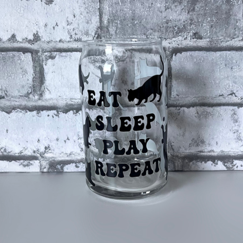 Sklenička Eat, sleep, play, repeat